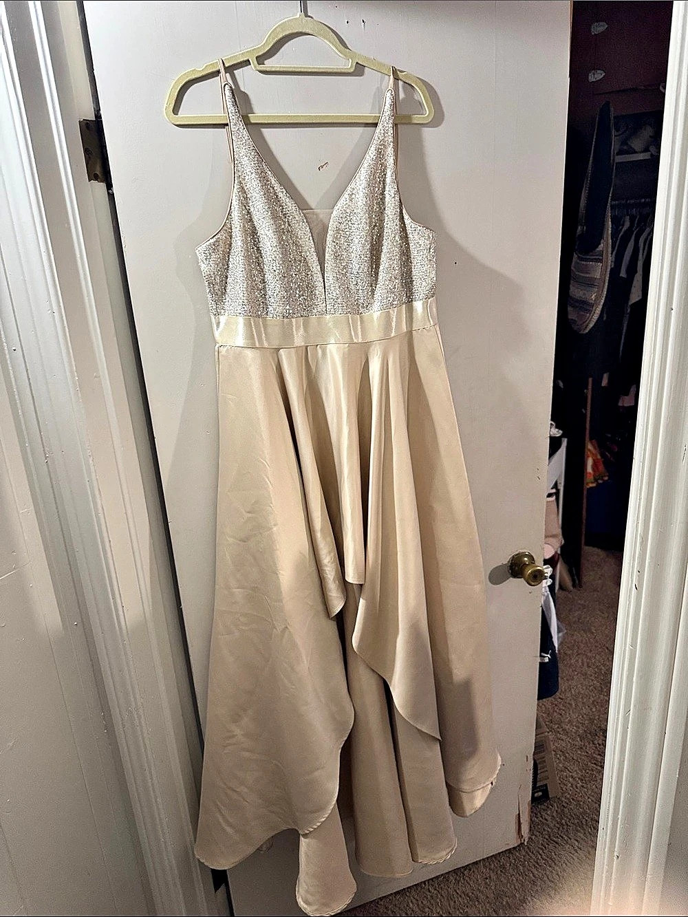 Ever Pretty Women's Silver Sequin Maxi Dress Size 3XL Like New